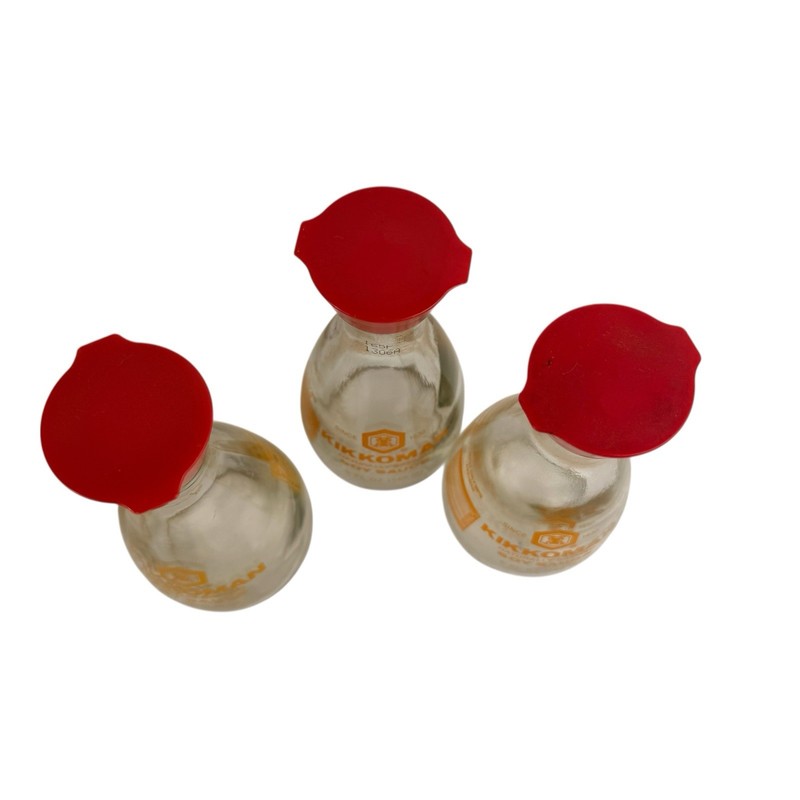Kikkoman 3 Empty Glass Reusable Soy Sauce 5 Oz Containers Bottles Restaurant gallery