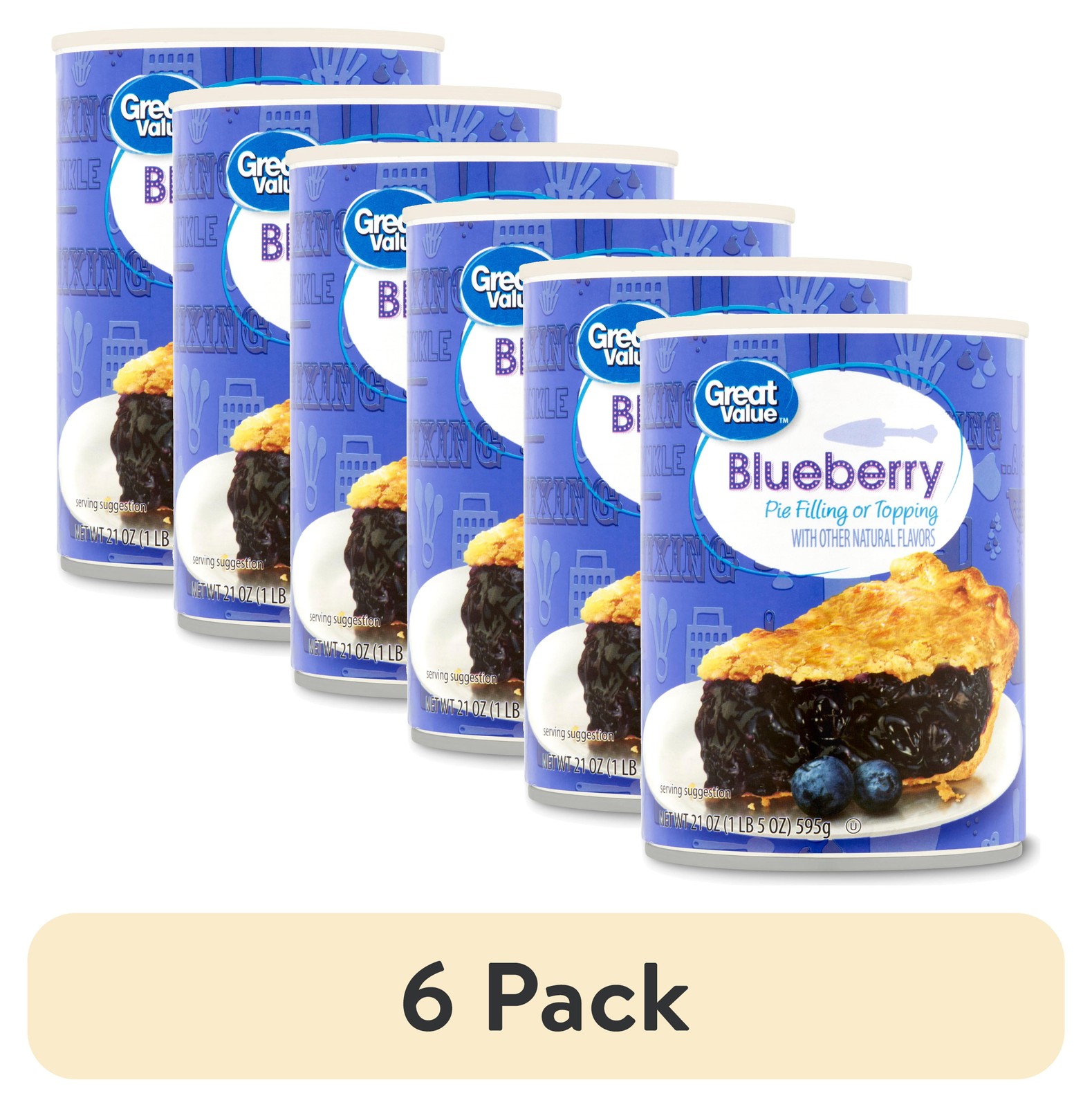 (6 pack) Great Value Blueberry Pie Filling or Topping, 21 oz gallery