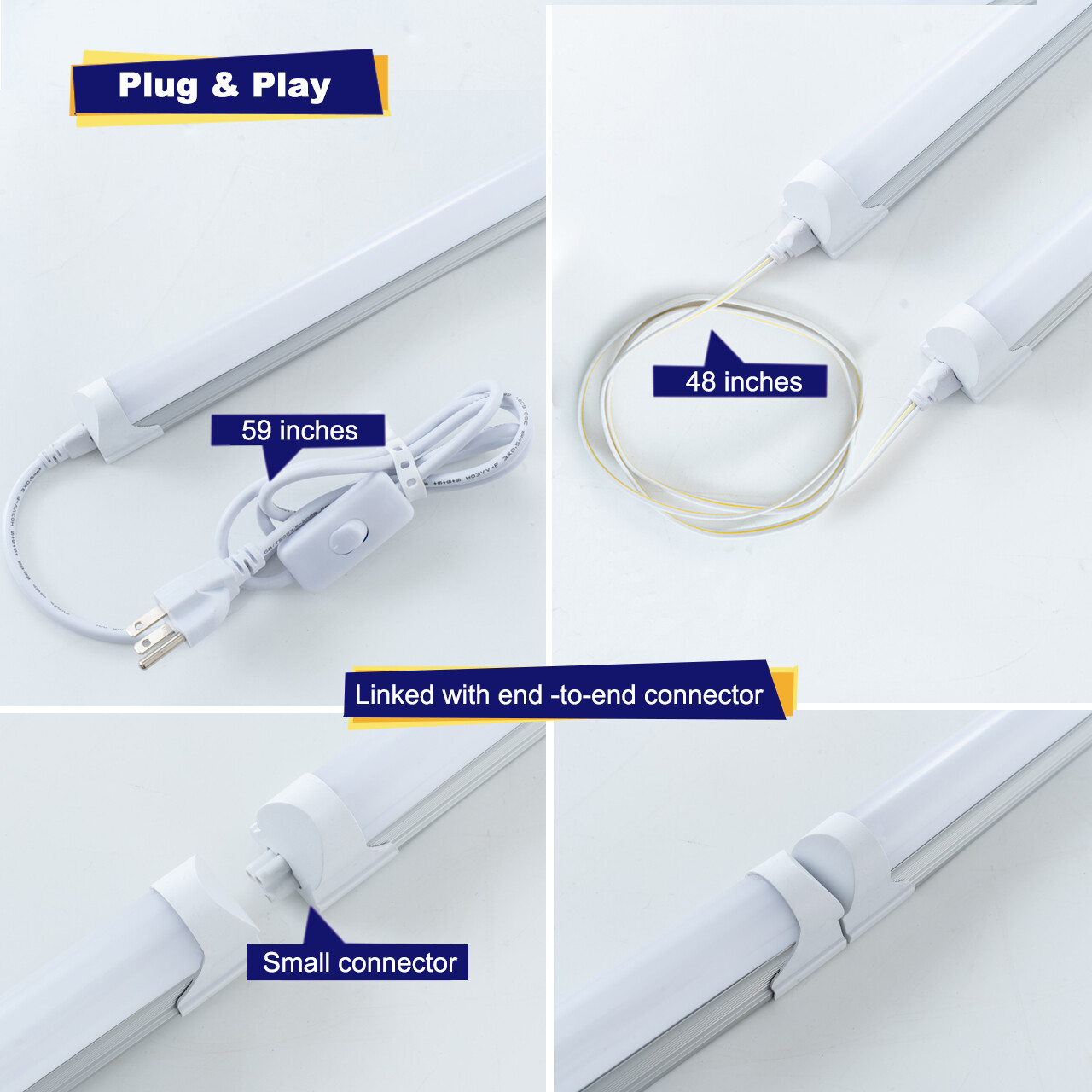 4FT 6 Pack LED Shop Light T5 T8 Linkable Ceiling Tube Fixture 24W Daylight 6000K gallery