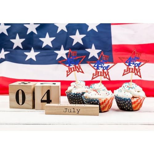 24Pcs Independence Day Cupcake Toppers, 4th of July Cupcake Multicolor Ⅲ gallery