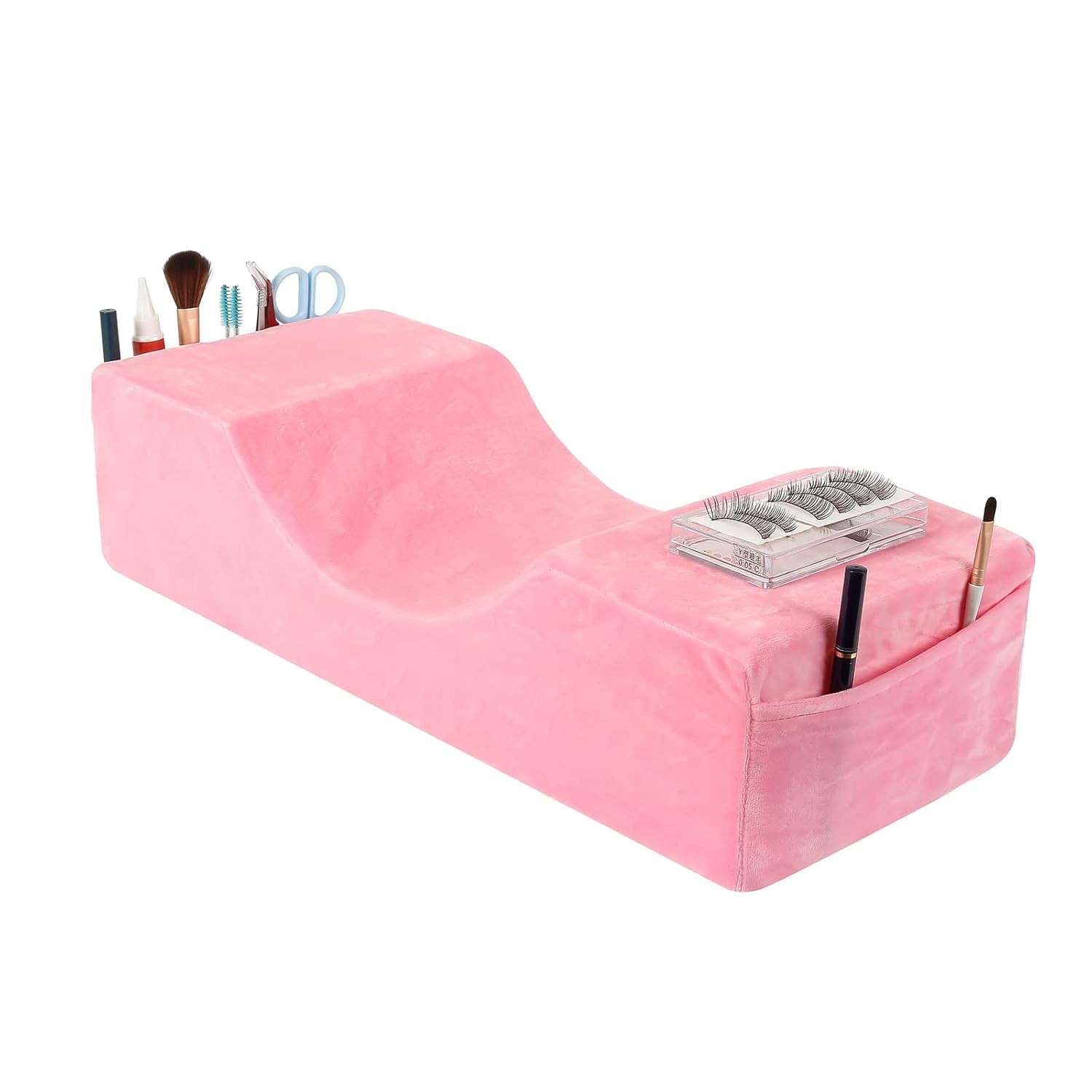 Eyelash Extension Memory Foam Neck Pillow Sleep Support Removable Pink Velvet... gallery