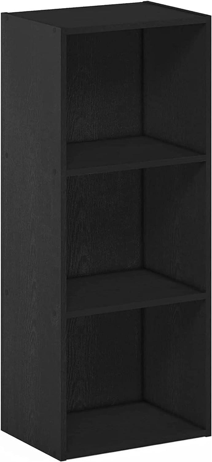 Small Cube Bookshelf Bookcase Shelf 3 Tier Book Storage Black Wood Contemporary gallery