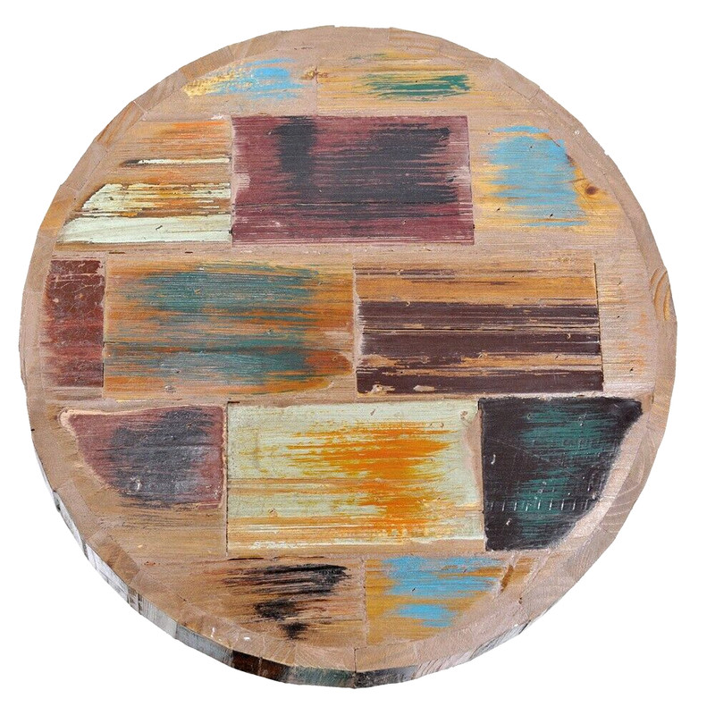 Greenage Side End Table Solid Reclaimed Wood Nightstand Round 3D Round 22" H gallery