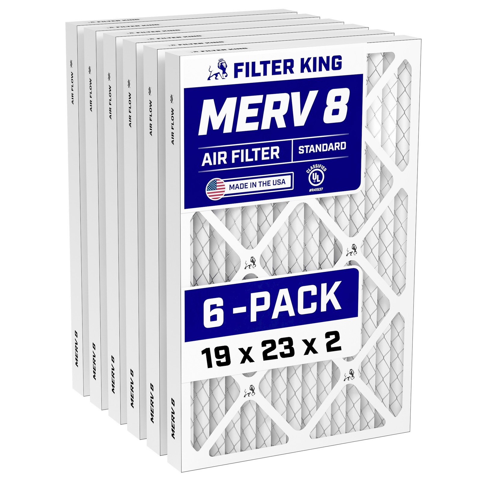 Filter King 19x23x2 Air Filter 6-PACK MERV 8 Actual Size 19 x 23 x 1.75" gallery