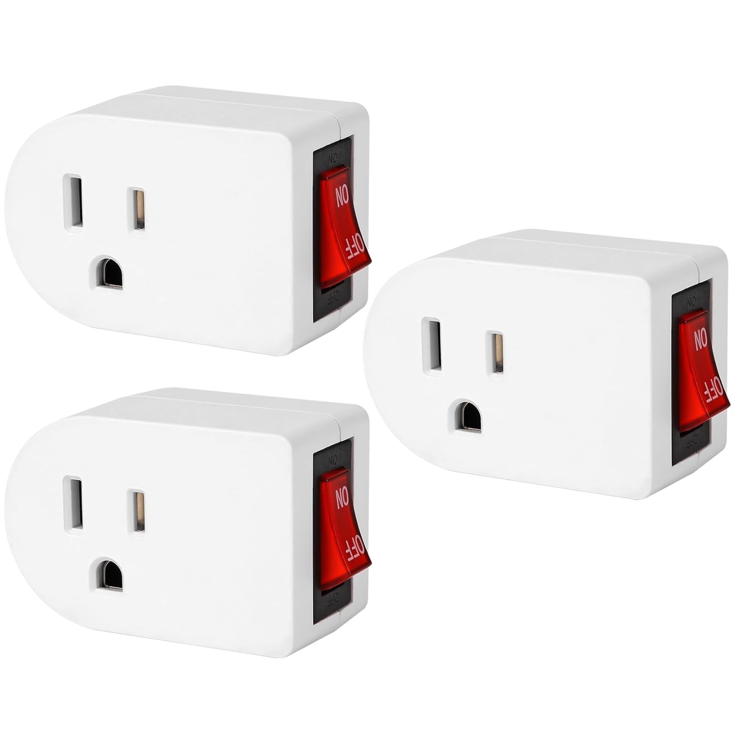 VSEER Grounded Outlet with ON Off Switch, Wall Tap Adapter Single Outlet 3 Pack gallery