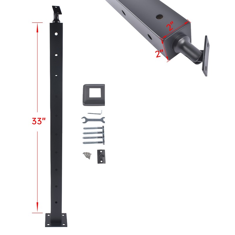 Black 35" Corner Cable Railing Post - Stainless Steel Surface Mount Kit gallery