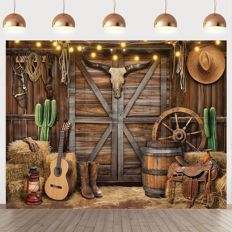 Western Cowboy Backdrop 10X8Ft Western Party Decorations Rodeo Wild West Country gallery