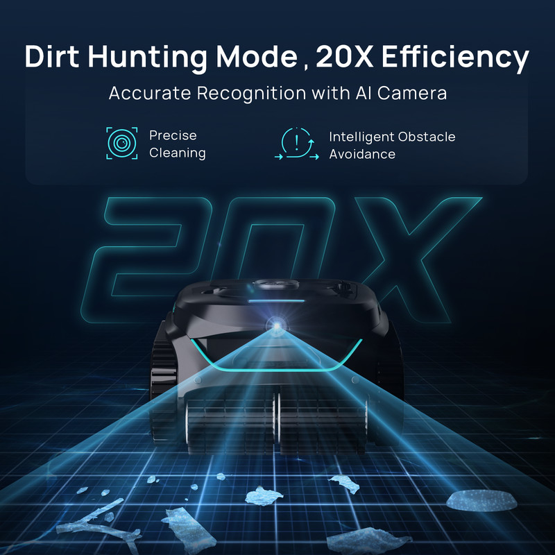 WYBOT C2 Vision Pool Robot Vacuum, Debris Detection with AI Camera,8-in-1 Master gallery