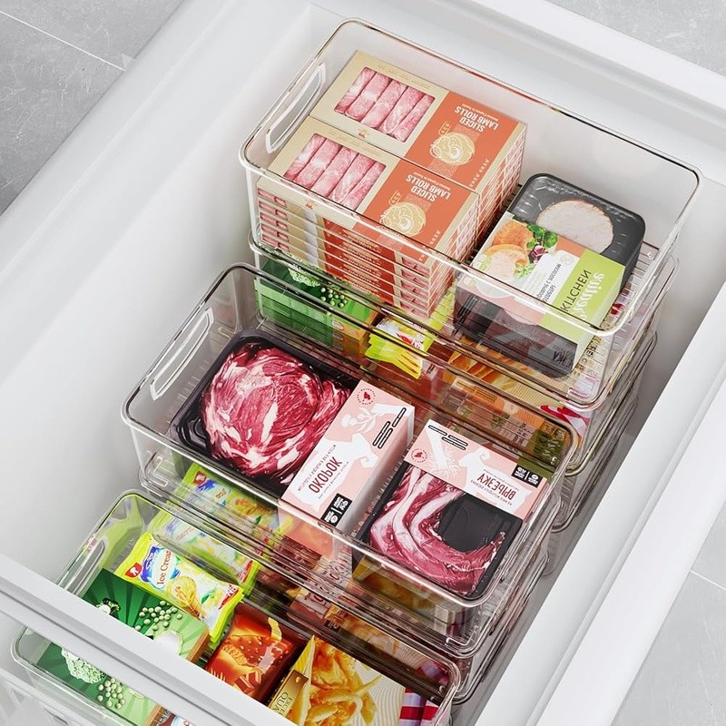 XL Clear Freezer Storage Bins Stackable Food Safe PET Durable Organizers New gallery