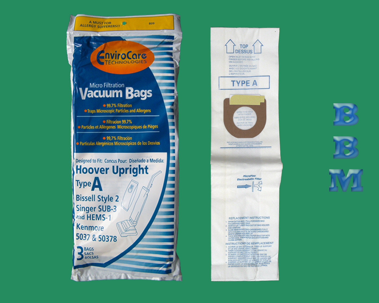 3 Hoover Style A Allergen Vacuum Cleaner Bags Elite Encore Powermax H4010100A gallery