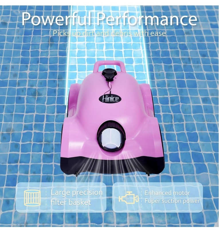 Cordless Robotic Pool Cleaner,Automatic Pool Vacuum Robot up to 2153 sq ft Pink gallery