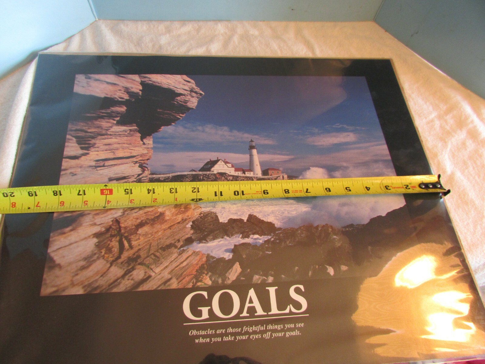 16 x 20" PRINT STONE WALL LIGHTHOUSE Sea Gulls nautical GOALS gallery