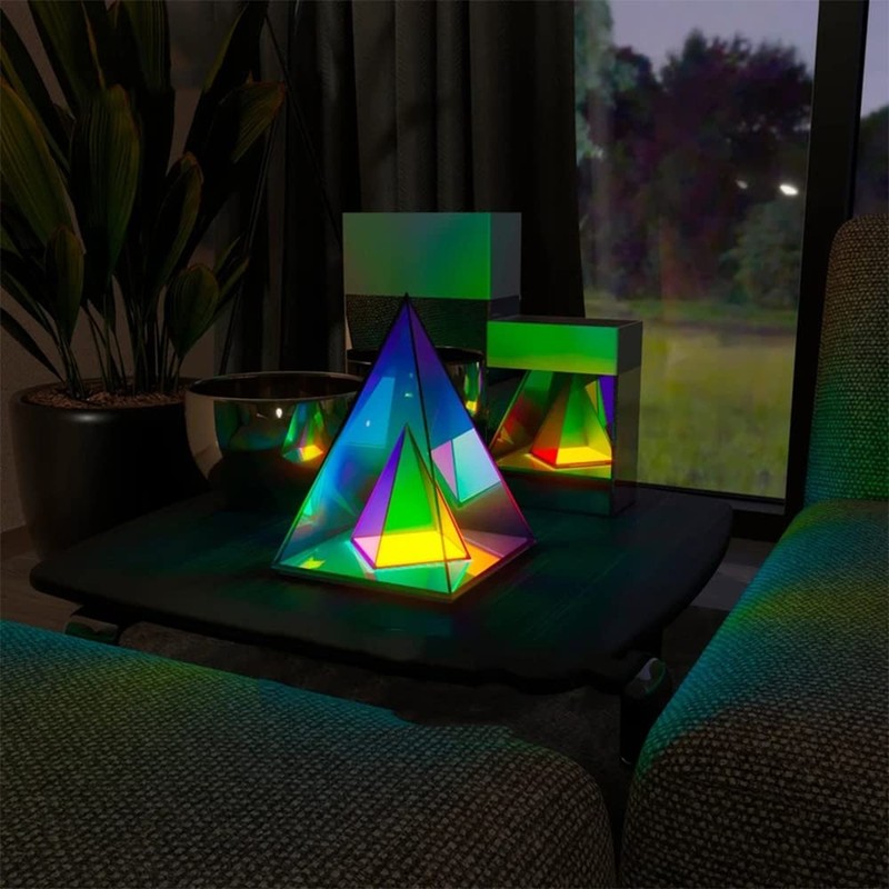 'Pyramid' Modern Table Lamp, Simplistic and Innovative Design, Colorful Trans... gallery