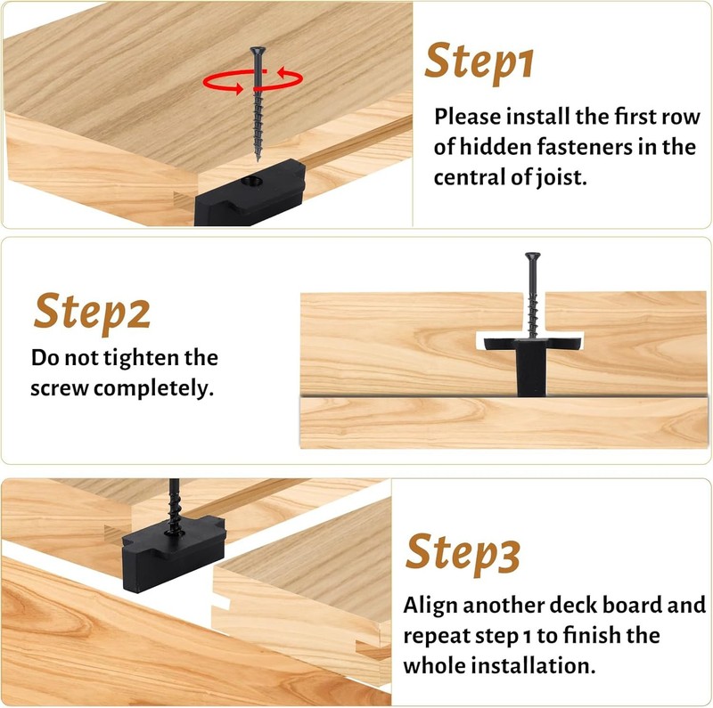 Hidden Fasteners for Composite Deck Universal Nylon T Clips Screws (1000PK) gallery