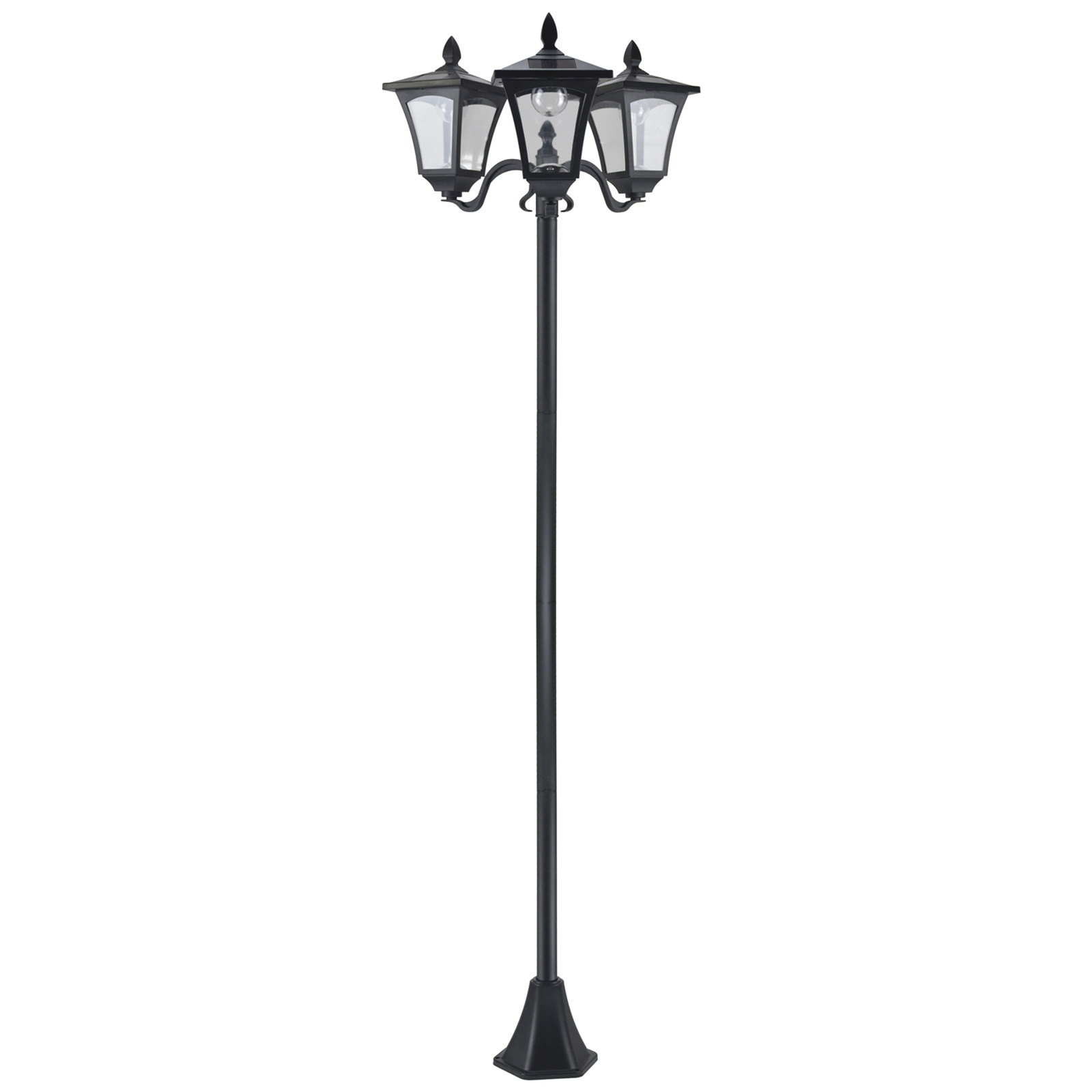 72" Outdoor Solar Light Post, All-Weather, Triple Head Lamp, Driveway, Black gallery
