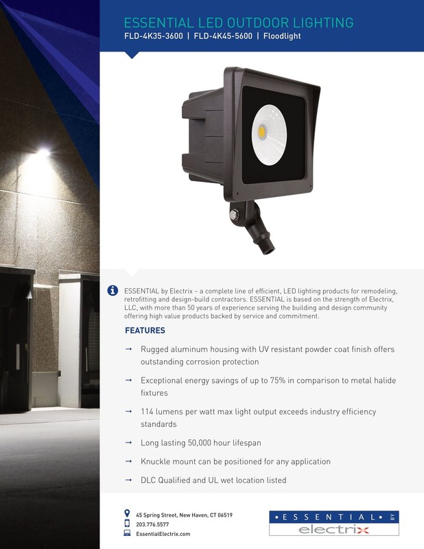 Electrix Essential 35W LED Outdoor Lighting 3600 LM w/ Knuckle mount FLD-4K35-36 gallery