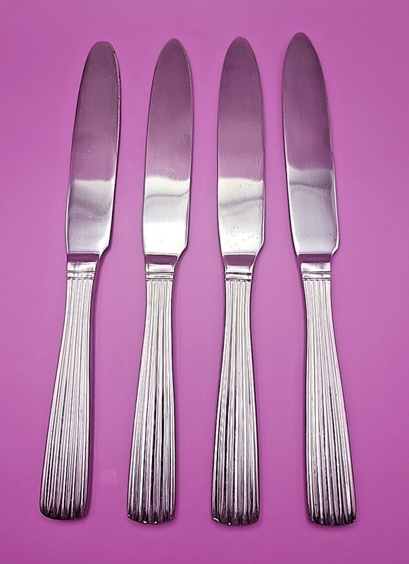 Towle Ionic Stainless 18/10 Dinner Knife Ribbed Handle Flatware 9in Set of 4 ` gallery