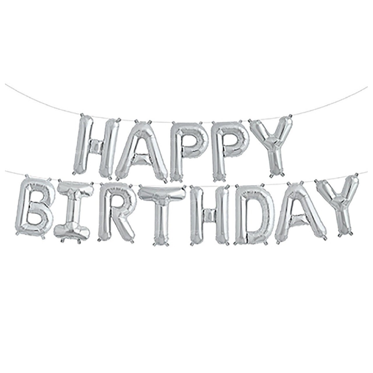 Silver Happy Birthday Bunting Banner Balloons 18/21st/30/40/50 Party Decor gallery