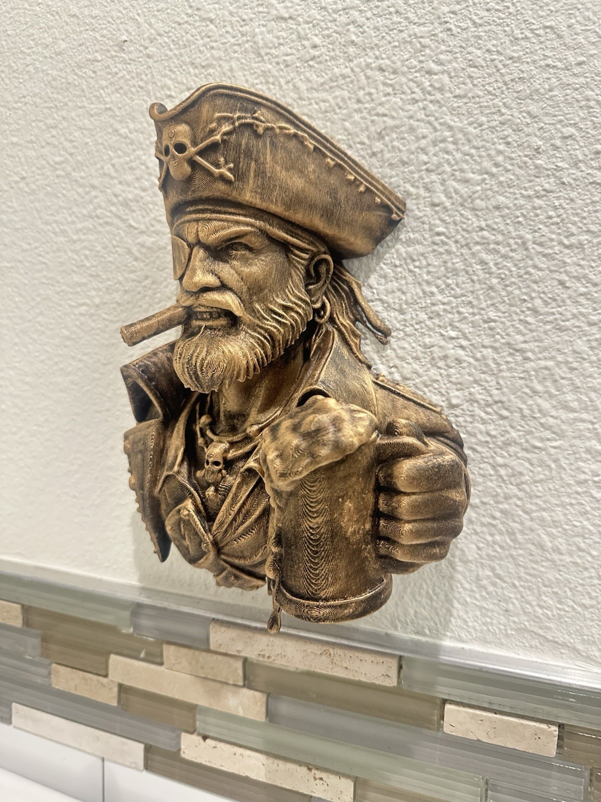 Pirate Wall Mount Skull Decor Gothic Buccaneer Nautical Bar Art Man Cave Painted gallery