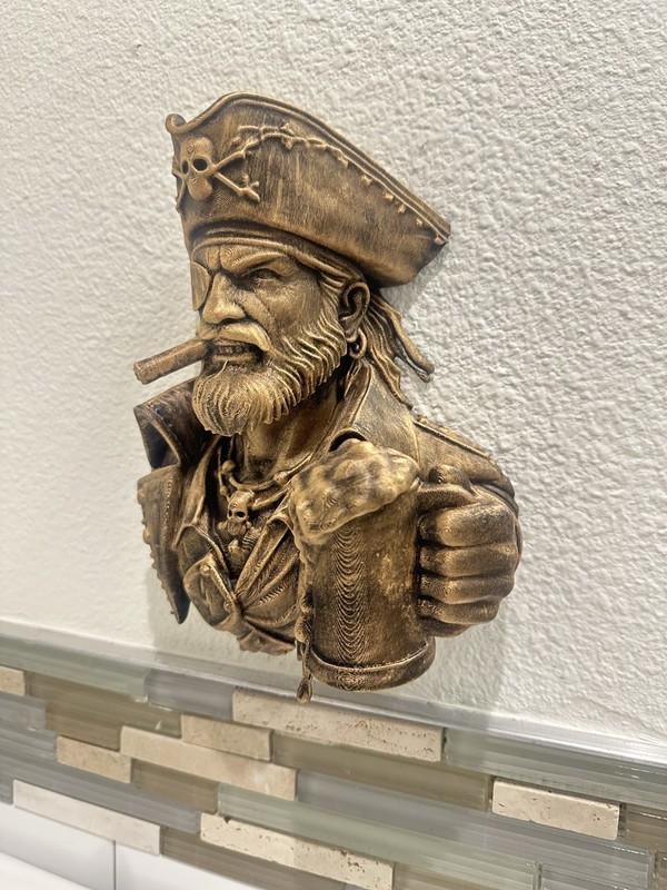 Pirate Wall Mount Skull Decor Gothic Buccaneer Nautical Bar Art Man Cave Painted gallery