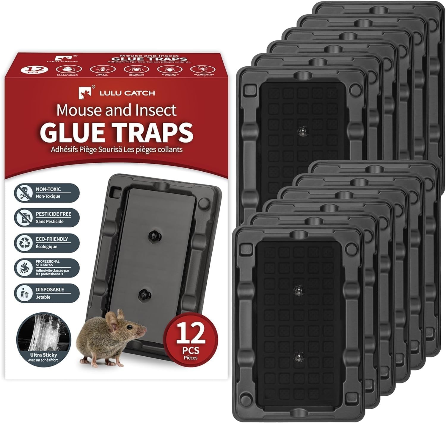 Mouse & Insect Traps 12 Pack, Heavier Sticky Traps with Non-Toxic Glue for Mice gallery