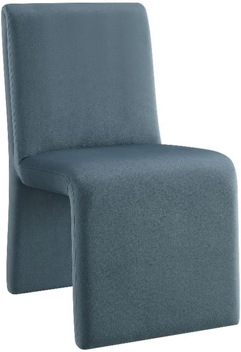 Cadet Blue Velvet Armless Dining Chair - Stylish Accent Seat gallery