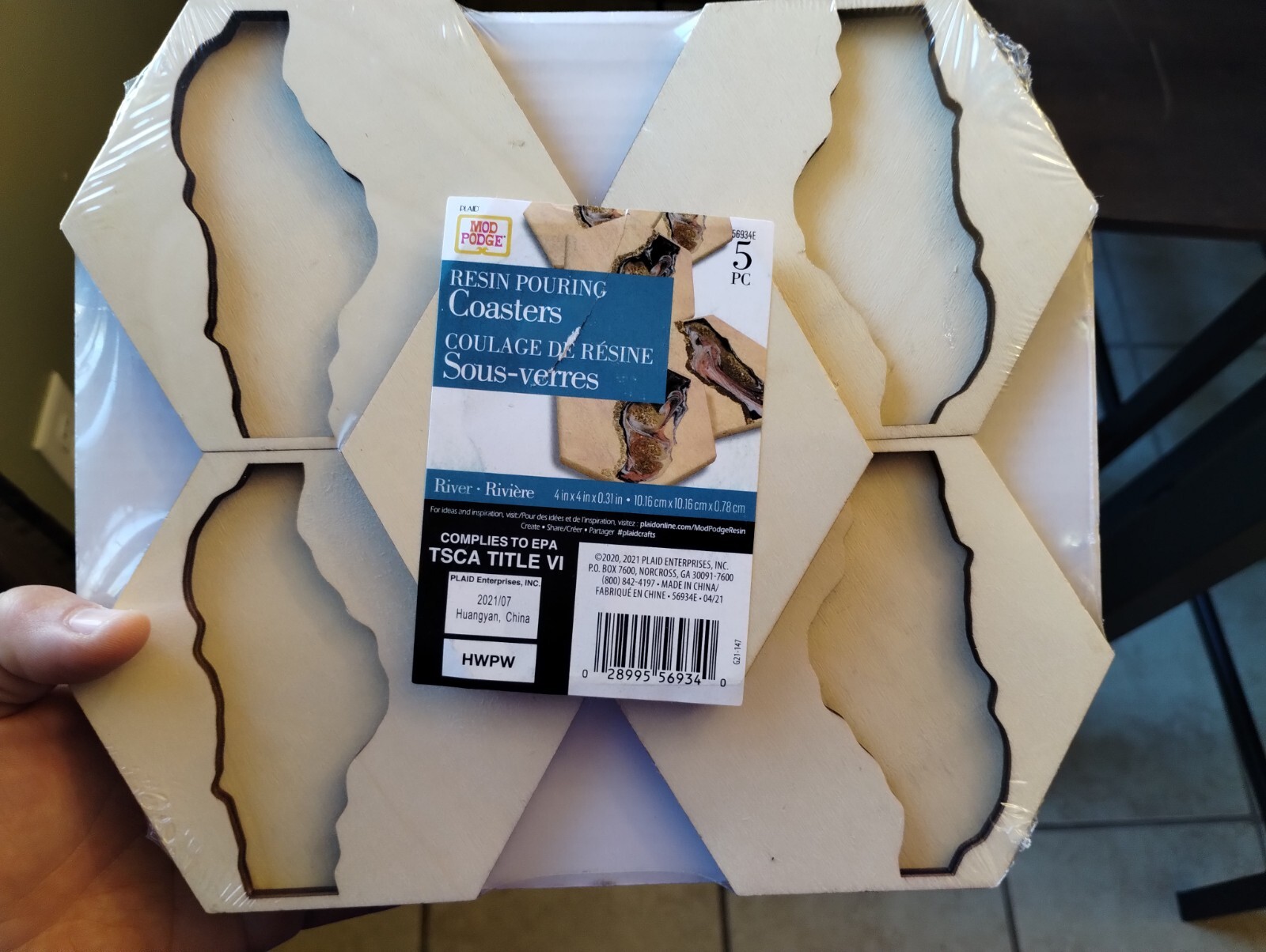 Wooden Coasters Unfinished Epoxy Resin Crafts Set of 5 DIY Projects NEW gallery