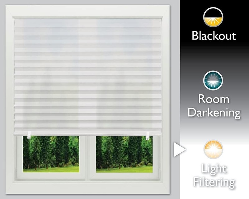 No Tools Light Filtering Pleated Fabric Shade White, 48" W x 72" L, 2 Pack gallery