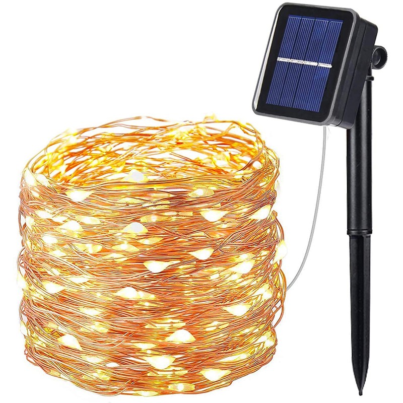 Solar Power LED String Lights 300 LED Copper Wire Outdoor Fairy Warm White US gallery