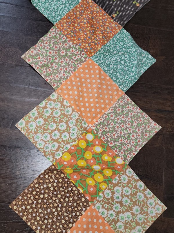 Vtg Handmade Patchwork Table Centerpiece Runner Décor 49x14 inches Retro Floral gallery
