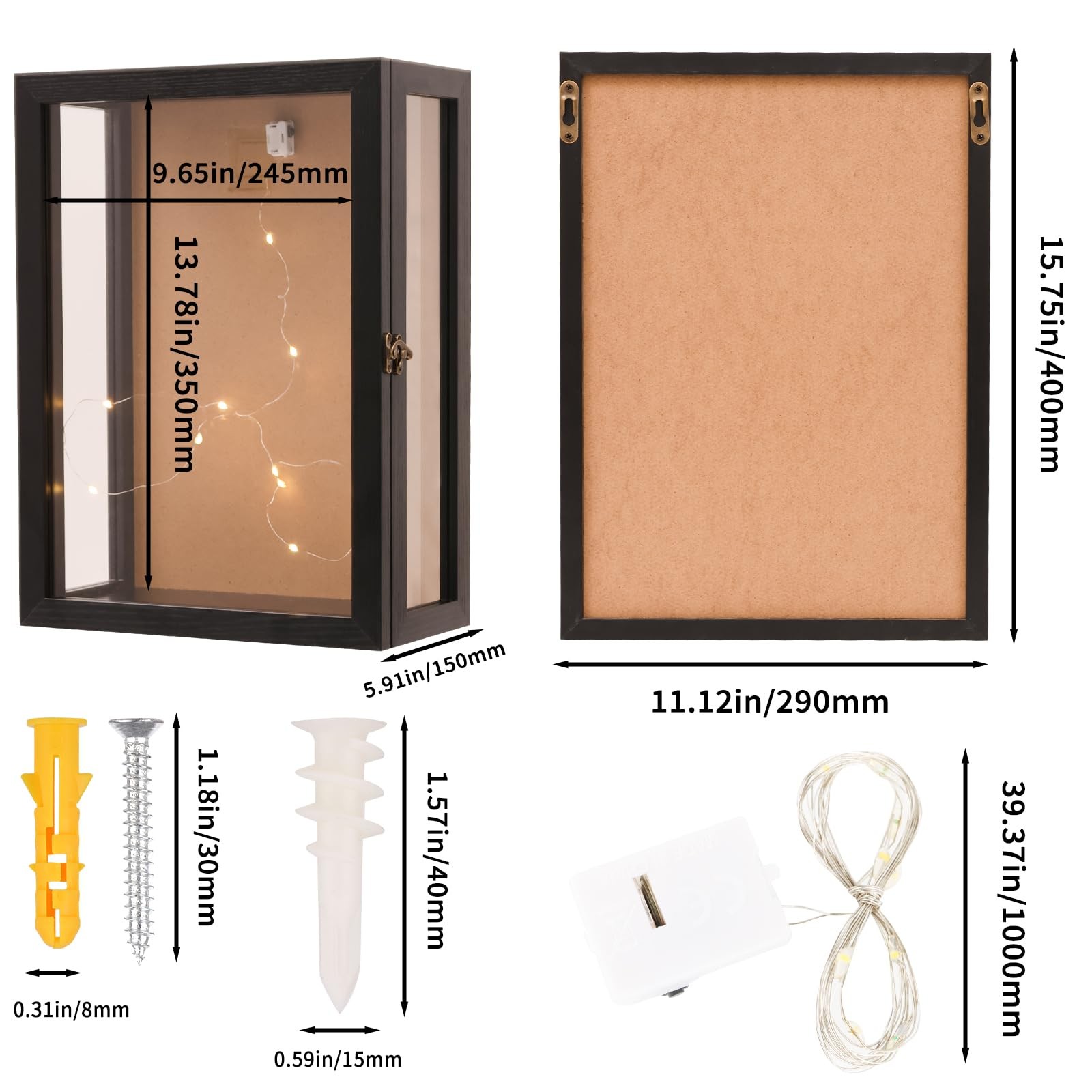 Black 11x15 Inch Deep Shadow Box Frame Wall Mounted Depth 5 In. Display Case New gallery
