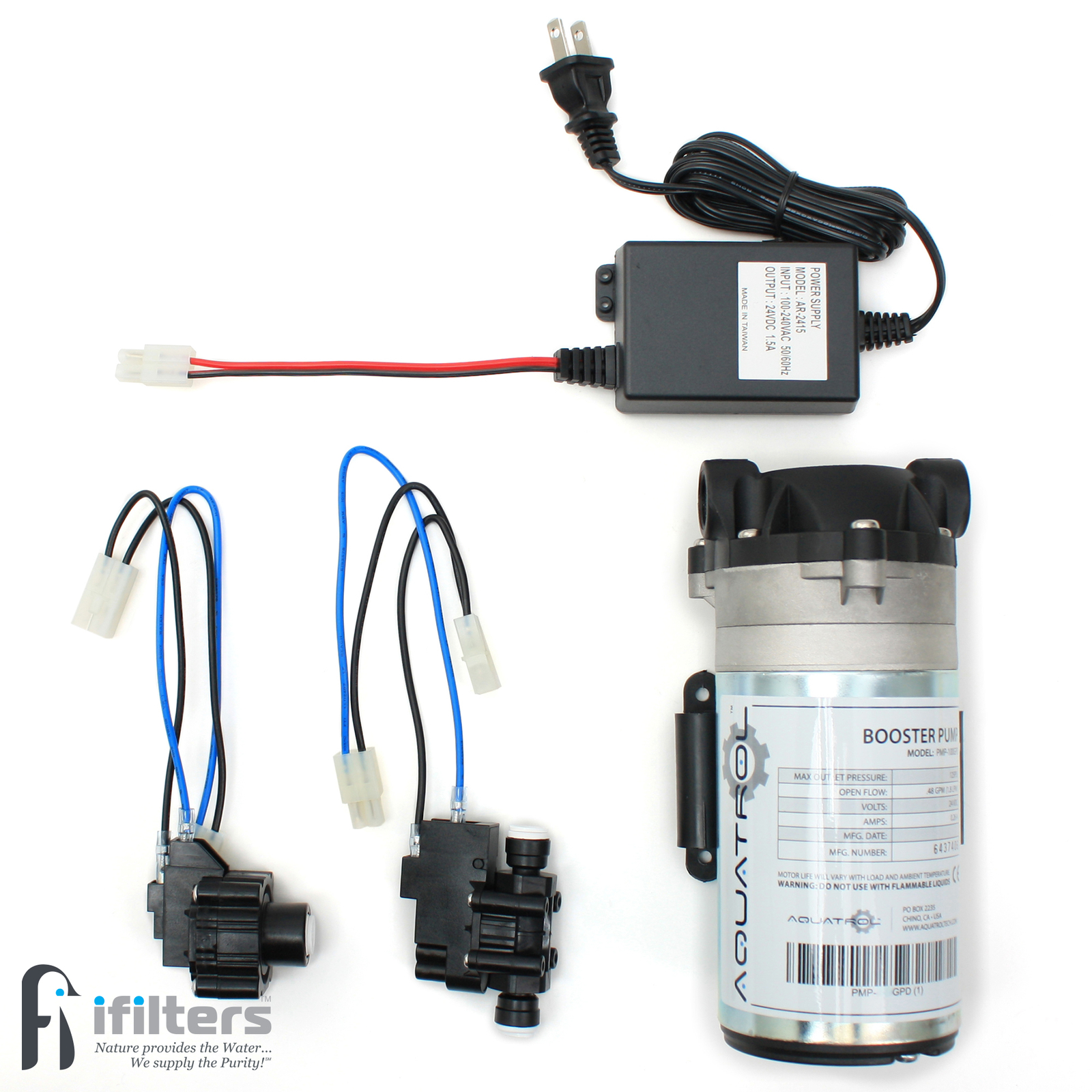 Booster Pump Kit for Reverse Osmosis RO DI Systems Up To 50 GPD, 1/4" QC Ports gallery