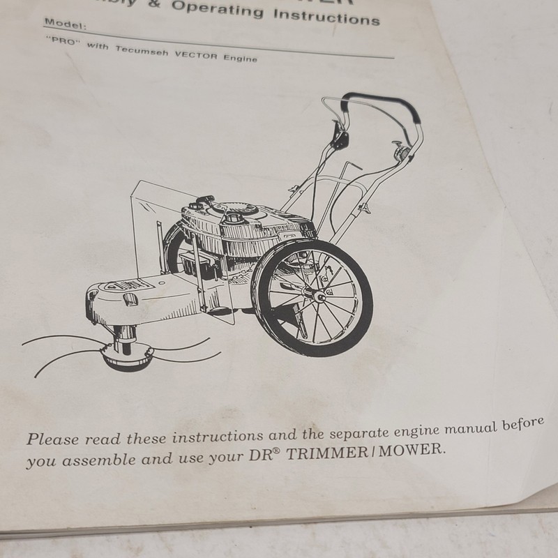 DR TRIMMER/MOWER PRO - Tecumseh VECTOR ENGINE Assembly & Operating Instructions gallery