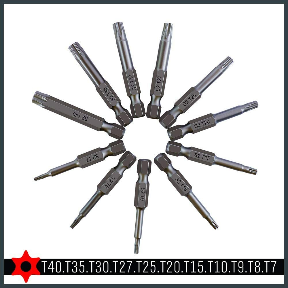 11 Pcs Tamper Resistant Star Bits S2 Steel T7-T40 Security Torx Bit Set & Holder gallery
