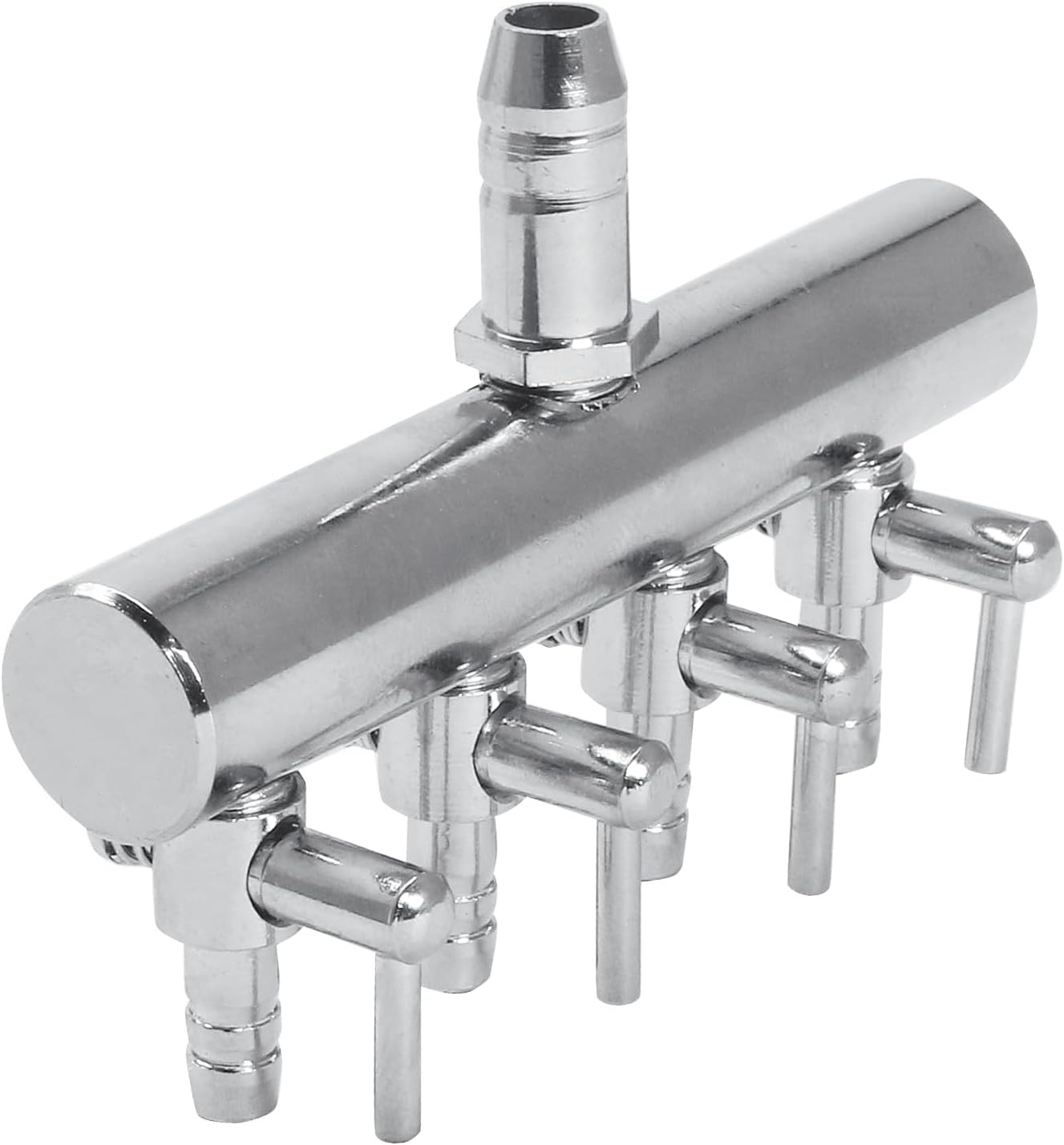 Aquarium Air Pump Valve, Line Splitter Metal Fish 4 Way, Silver gallery