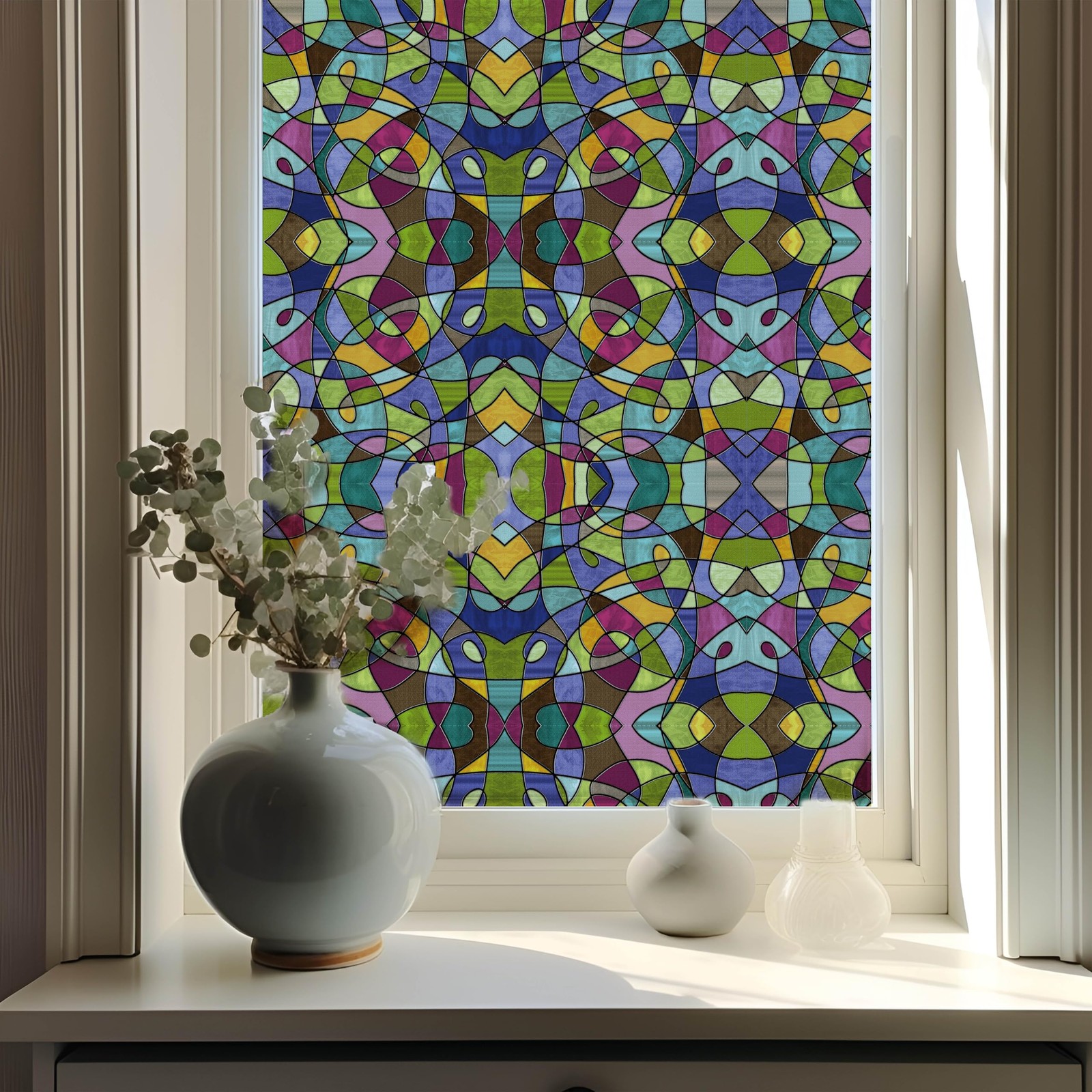 AMAZING WALL Stained Glass-Style Abstract Pattern Frosted Window Film-Bright ... gallery