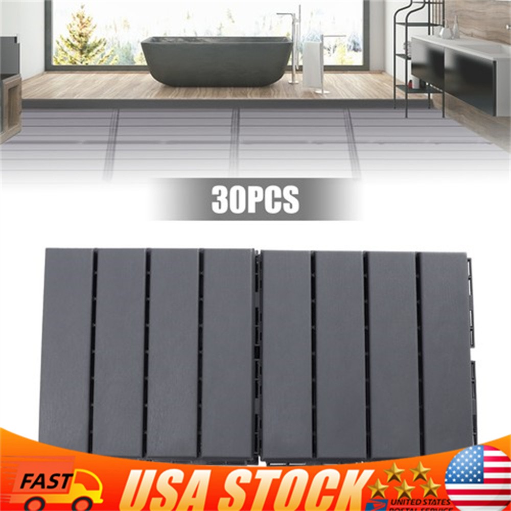 12"x12" Interlocking Deck Tiles, 30 Pack Outdoor Patio Floor Tiles Dark Gray gallery