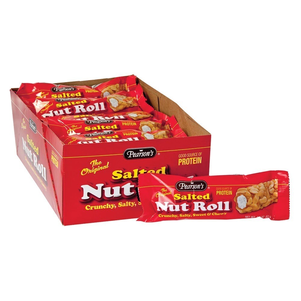 Full Box 24x Pack Pearson's Original Salted Peanut Packed Nut Roll Candy | 1.8oz gallery