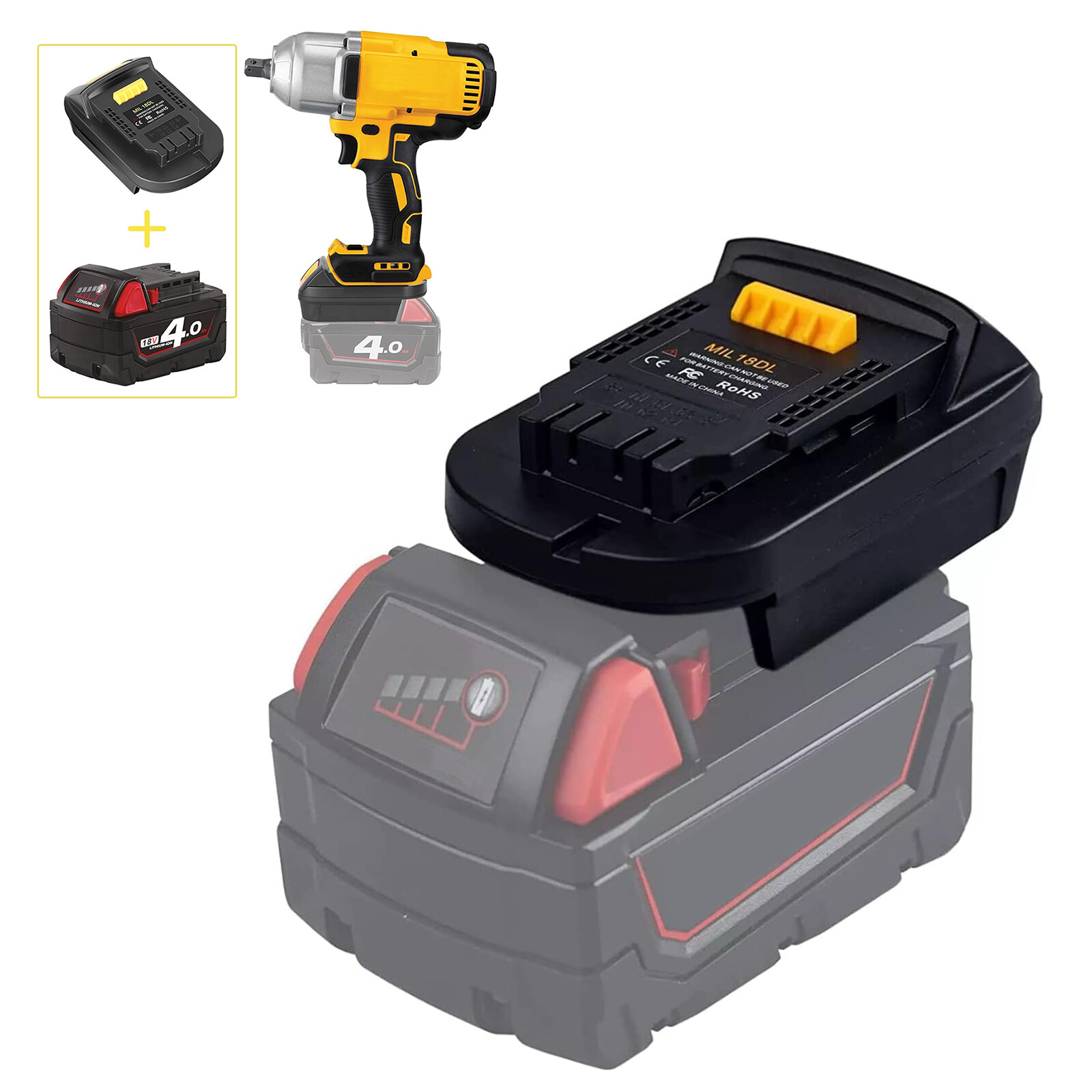 MIL18DL Battery Adapter Converter for Milwaukee 18V Lithium to De walt 20V Tools gallery