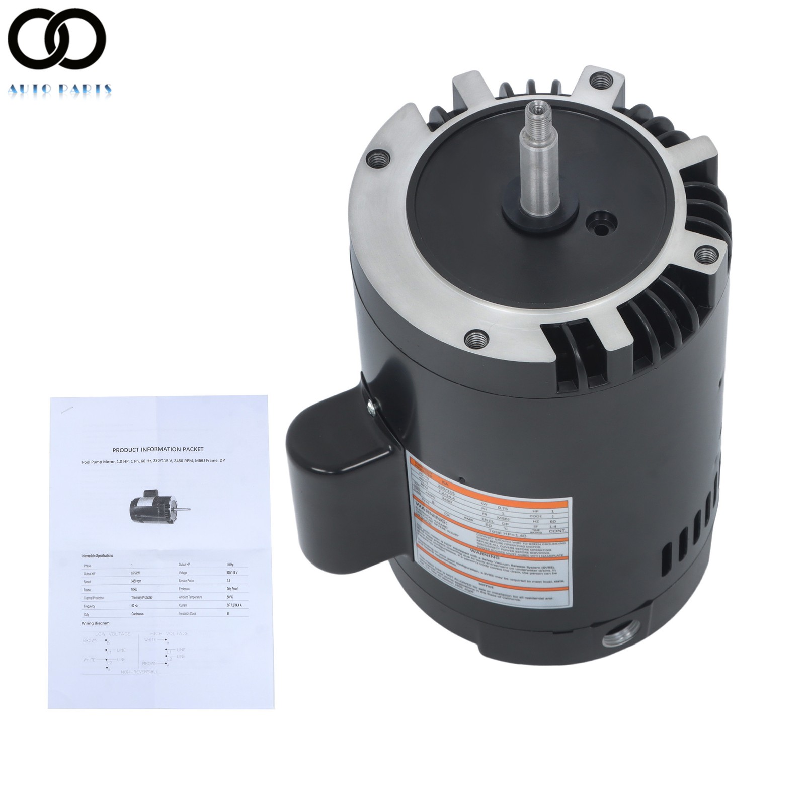 B128 Pool Pump Motor 1 HP 56J Frame 3450 RPM Single Phase for Century gallery