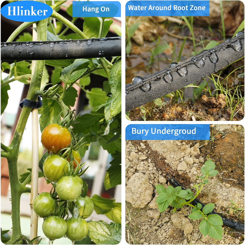 Hlinker Flat Soaker Hose 75 FT for Garden Beds, 75Ft 1/2" Linkable Consistent Dr gallery