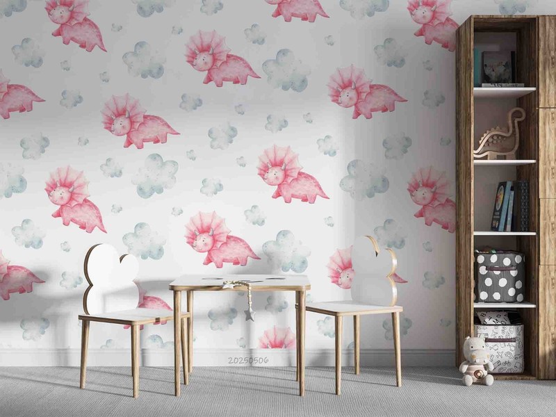 3D Dinosaur Clouds Cartoon Pattern Wallpaper Wall Murals Removable Wallpaper gallery