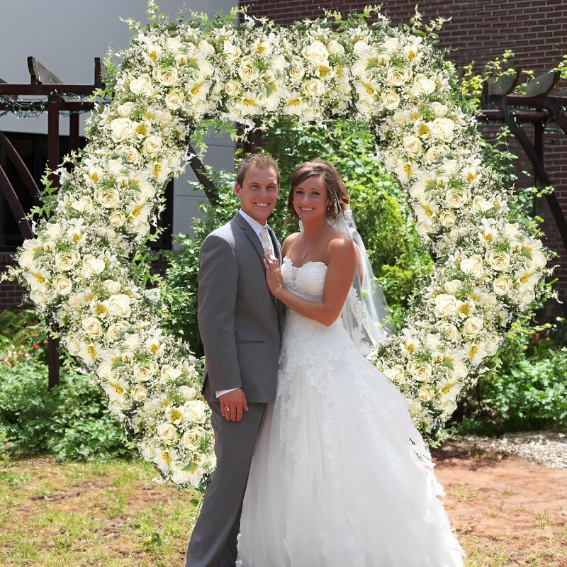 7.2FT Hexagon Wedding Arch, Metal Arch Backdrop Stand for Wedding Party Gold gallery