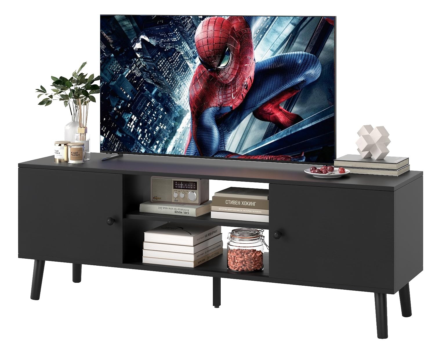 Fdw Tv Stand For 55 60 Inch Tvsentertainment Center 2 Storage Cabinets And Open gallery