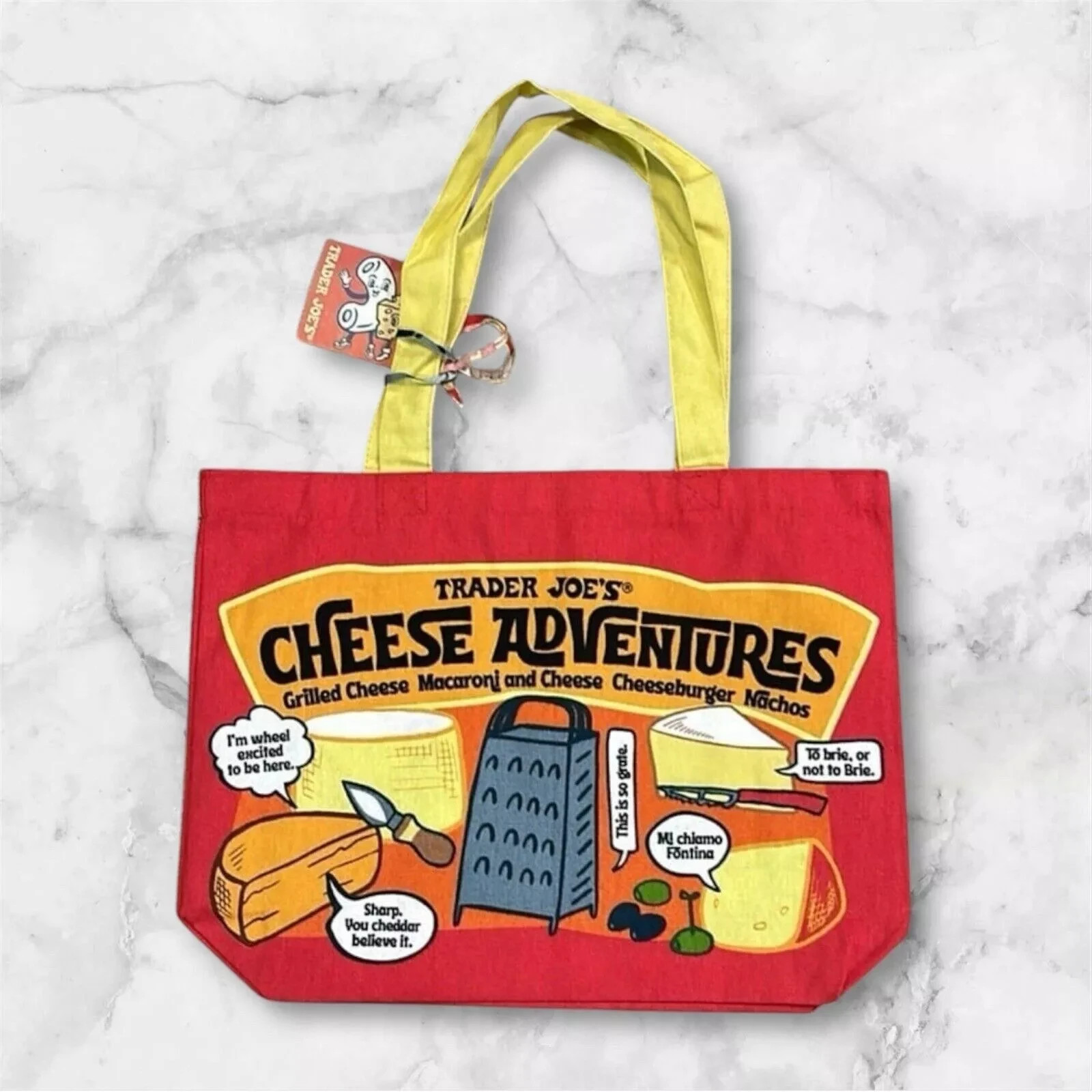 Trader Joe’s UNUSED Cheese Adventures reusable canvas shopping bag, IRREGULAR gallery