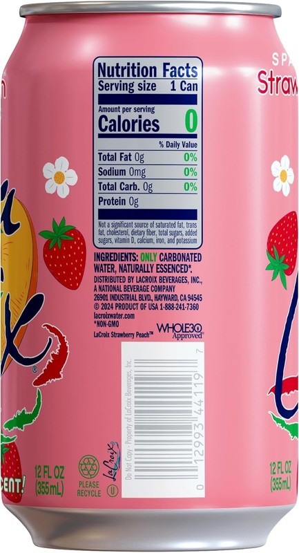 Refreshing Strawberry Peach Sparkling Water, Zero Calories, 12 Fl Oz (Pack of 8) gallery