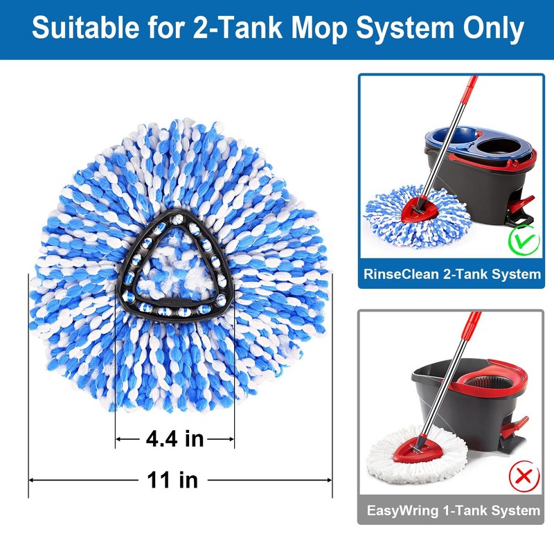 4 Pack Mop Replace Heads for O Cedar Rinse Clean 2 Tank System gallery
