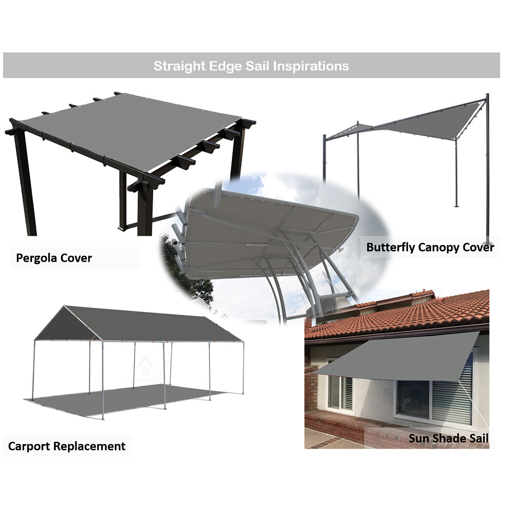 Heavy Duty Waterproof Straight Edge Sun Shade Sail Shade Canopy Cover in Grey gallery