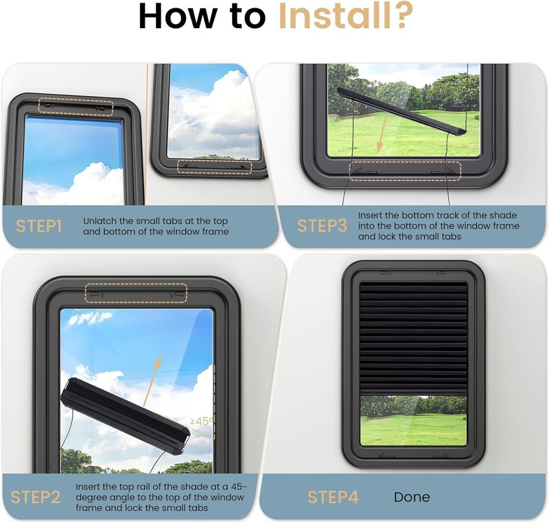 Thin Shade Ready RV Entry Door Window Lippert Prepped 12''x21'' Pleated Blinds gallery