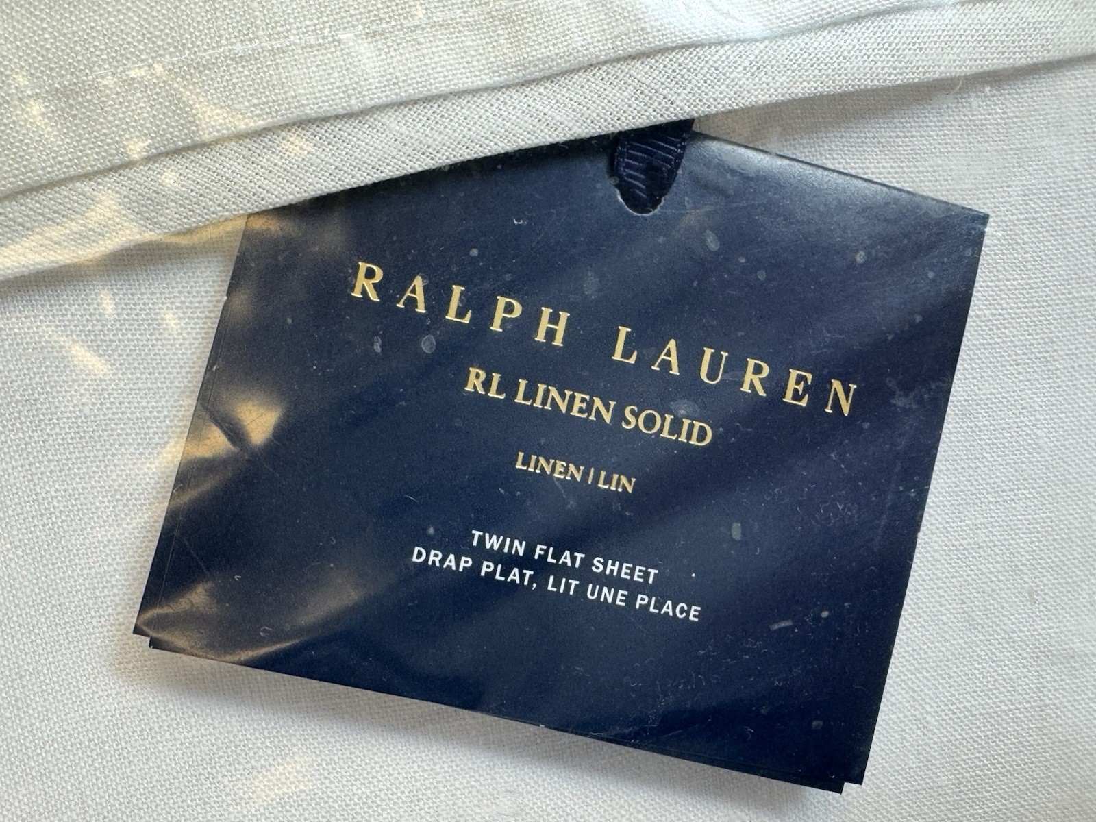 Ralph Lauren RL Linen Solid Twin Flat Sheet White Alabaster Bed NEW gallery
